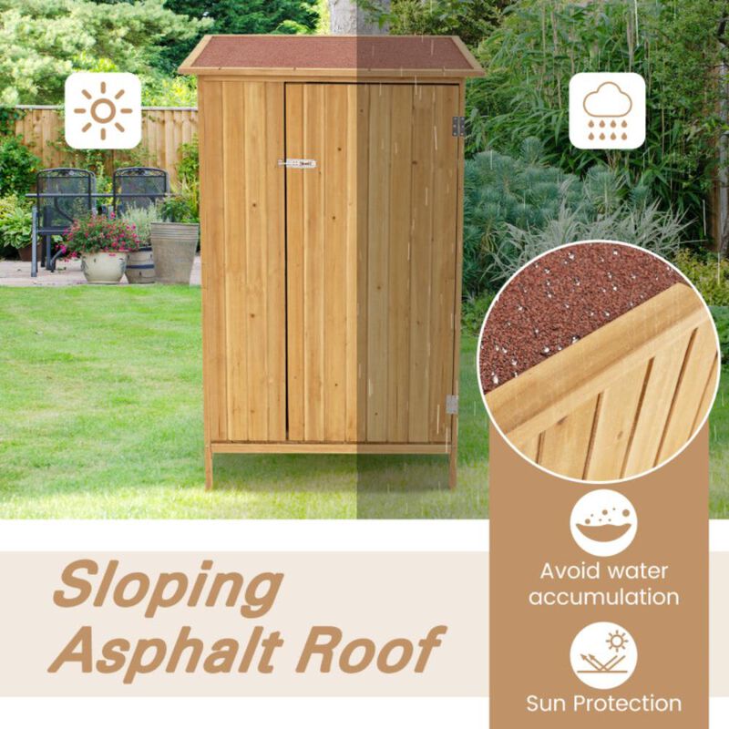 Hivvago 5 × 3 Feet Outdoor Storage Cabinet with Asphalt Roof and 3 Shelves