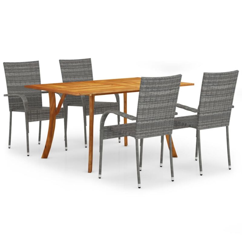 vidaXL 5 Piece Garden Dining Set Gray