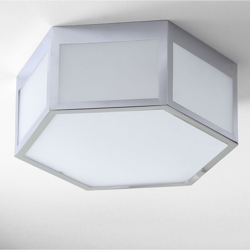 Moderno Hexagon Metal/Frosted Glass LED Flush Mount