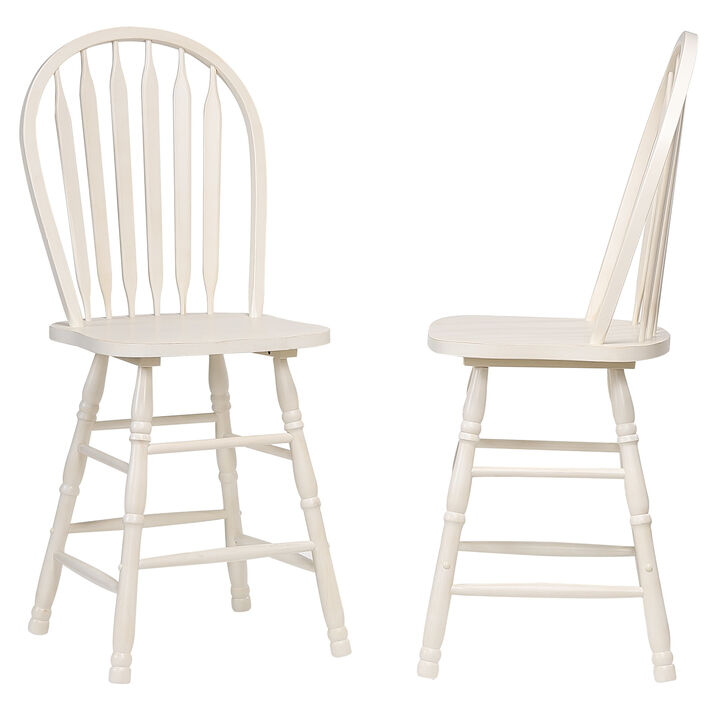 Andrews 45 in. Distressed Antique White High Back Bar Stool (Set of 2)