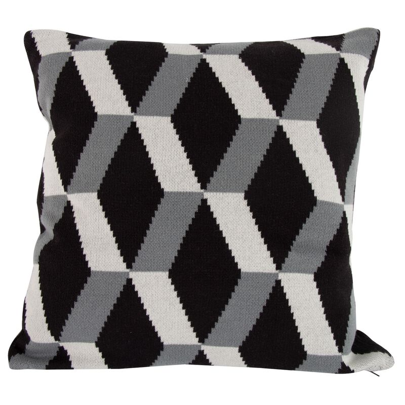 20 x 20 Inch Cashmere Pillow with Zig Zag Pattern, Black and Gray-Benzara