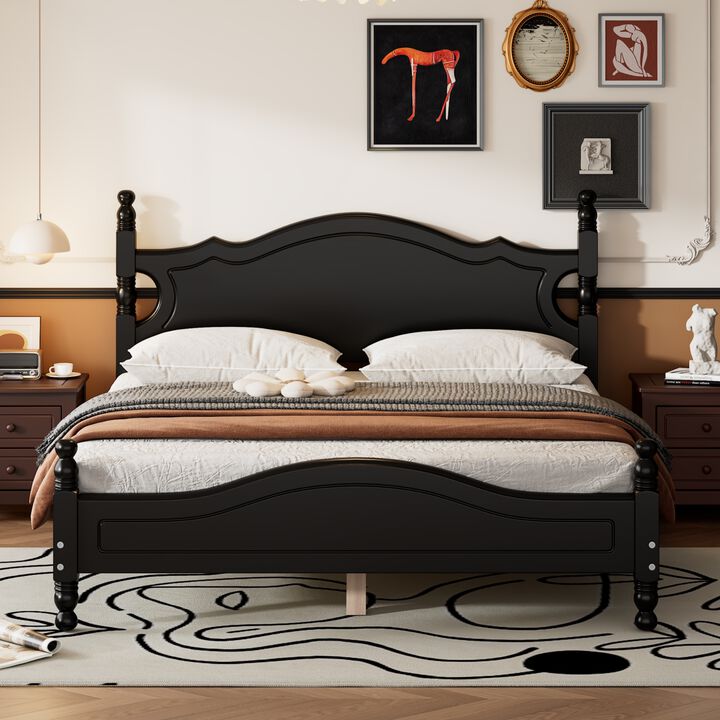 Merax Vintage Wood Platform Bed Frame