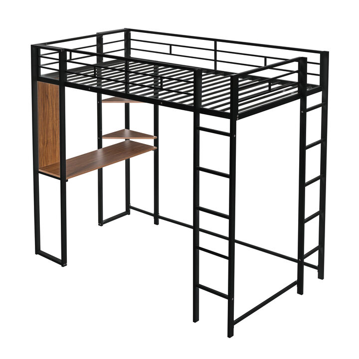 Merax Loft Bed Frame with 2 Built-in Ladders