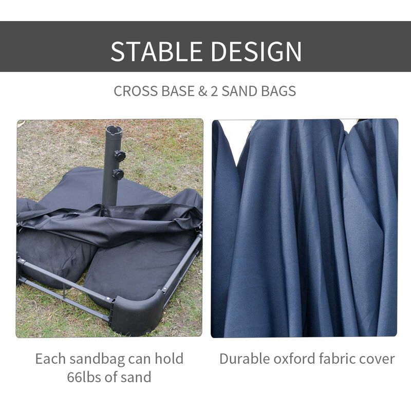 Dark Blue Sun Shield: 15' Rectangular Double-Sided Patio Umbrella