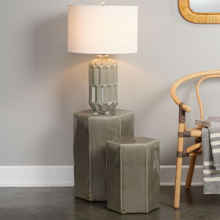 Porto Ceramic Indoor/Outdoor Side Table-Large, Gray