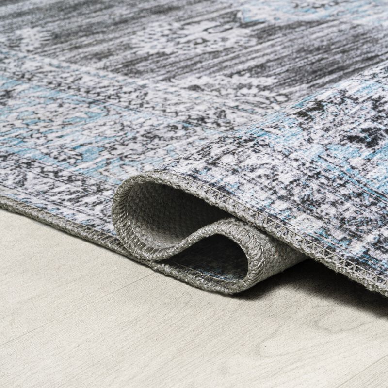 Bausch Bohemian Distressed Chenille Machine-Washable Dark Gray/Blue