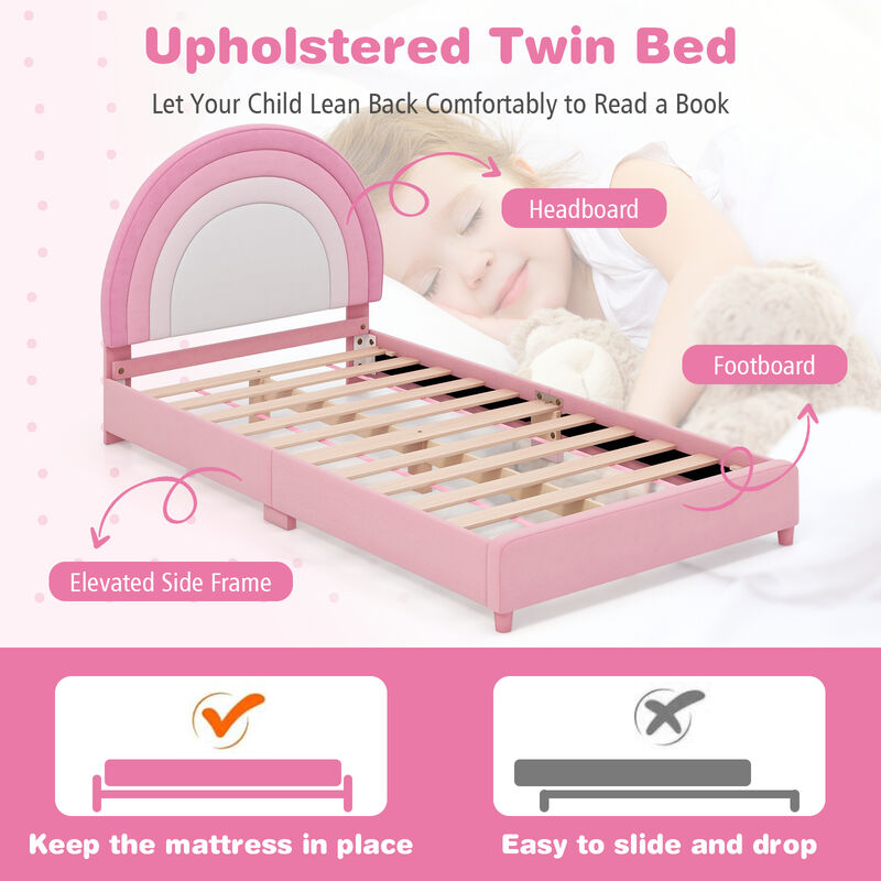 Height-Adjustable Headboard Bed Frame with Sturdy Wooden Slats, Modern Platform Design for Comfort and Support