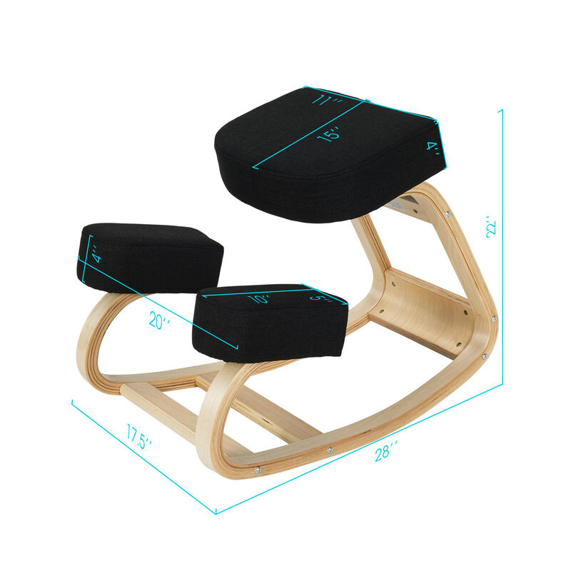 Costway Ergonomic Kneeling Chair Rocking Stool Upright Posture Office Furniture Black