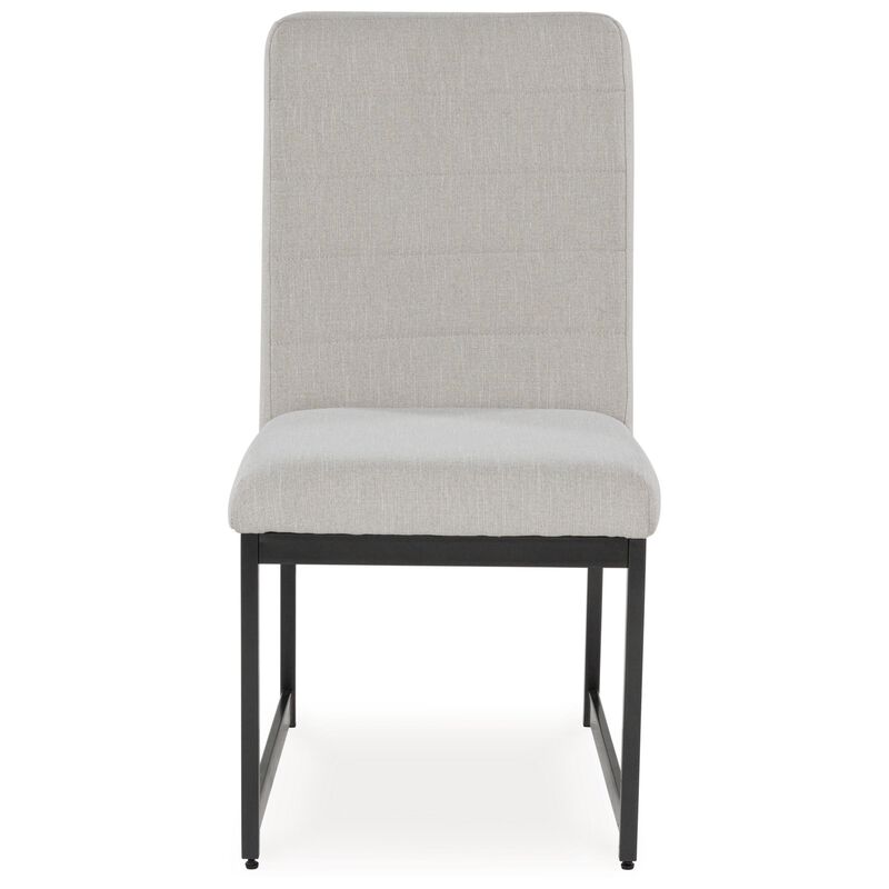 Myka Dining Side Chair Set of 2, Modern Sled Legs, Gray Polyester - Benzara