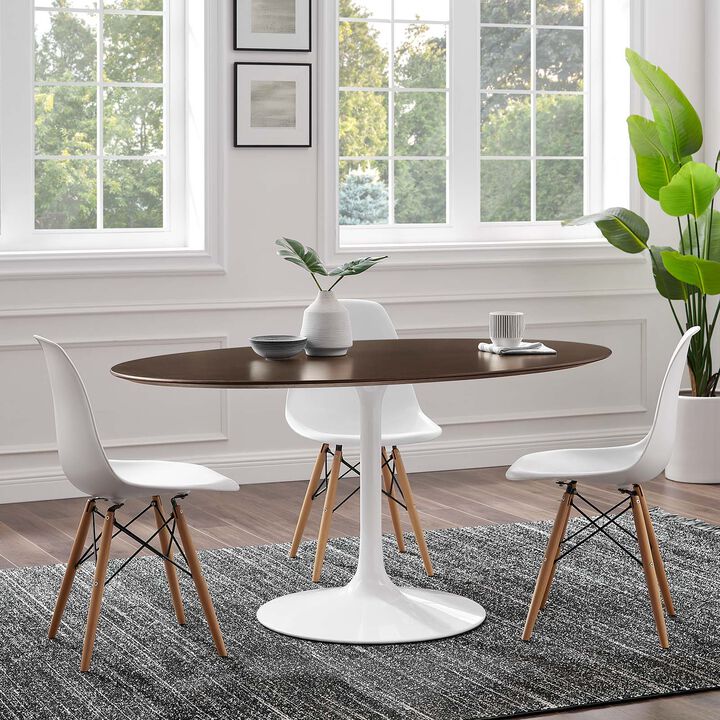 Modway - Lippa 60" Oval Cherry Walnut Wood Grain Dining Table White Cherry Walnut