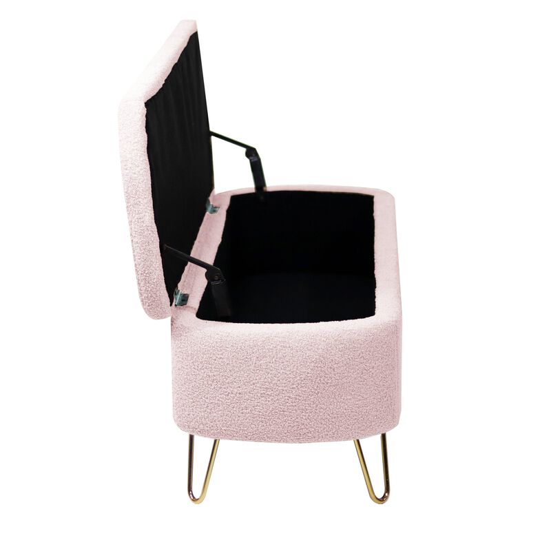 Mondawe Storage Entryway Ottoman Bench, Faux Fur Bench Upholstered Padded for End of Bed