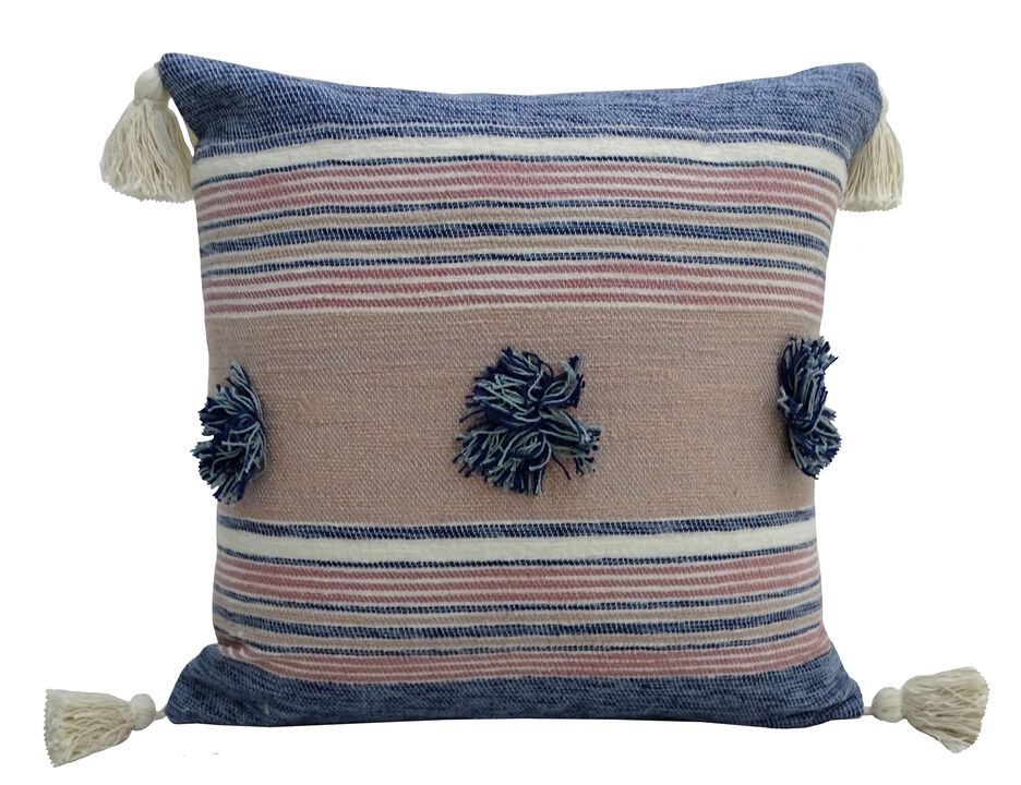 20" x 20" Throw Pillow with Tassels and Poms