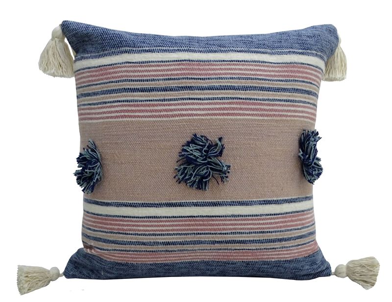 20" x 20" Throw Pillow with Tassels and Poms