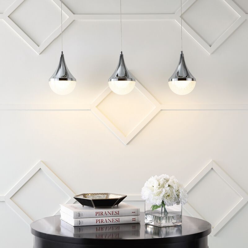 Elyse Teardrop Modern Mid Century Iron/Acrylic Integrated Linear LED Pendant