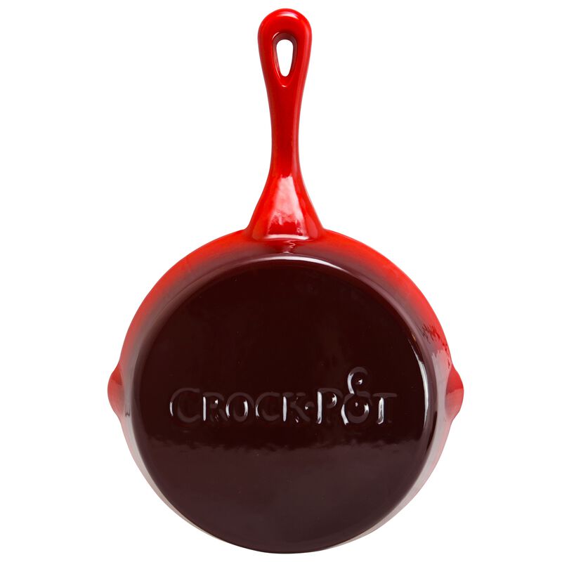 Crock Pot Artisan 8 in. Round Enameled Cast Iron Skillet in Scarlet Red