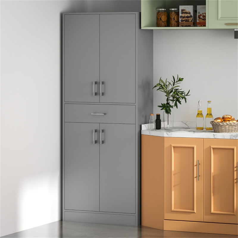 Freestanding Kitchen Cabinet, Storage Cupboard with Doors and Shelves
