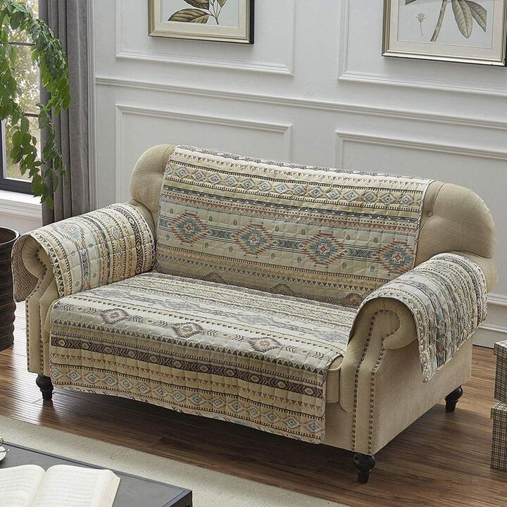 Barefoot Bungalow Phoenix Reversible Furniture Protector Slipcover - Loveseat 103x76", Tan