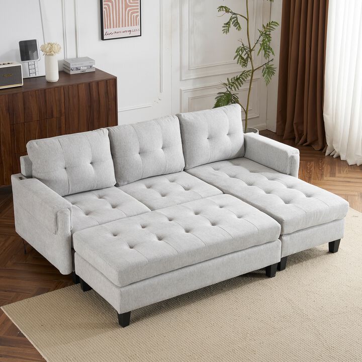 Merax L-shaped Sofa Sectional Couch Sofa Bed with 2 USB Ports