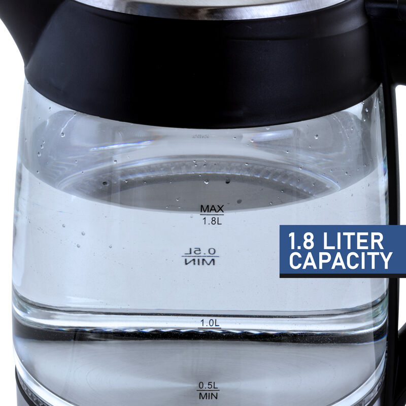 MegaChef 1.8Lt. Glass Body and Stainless Steel Electric Tea Kettle