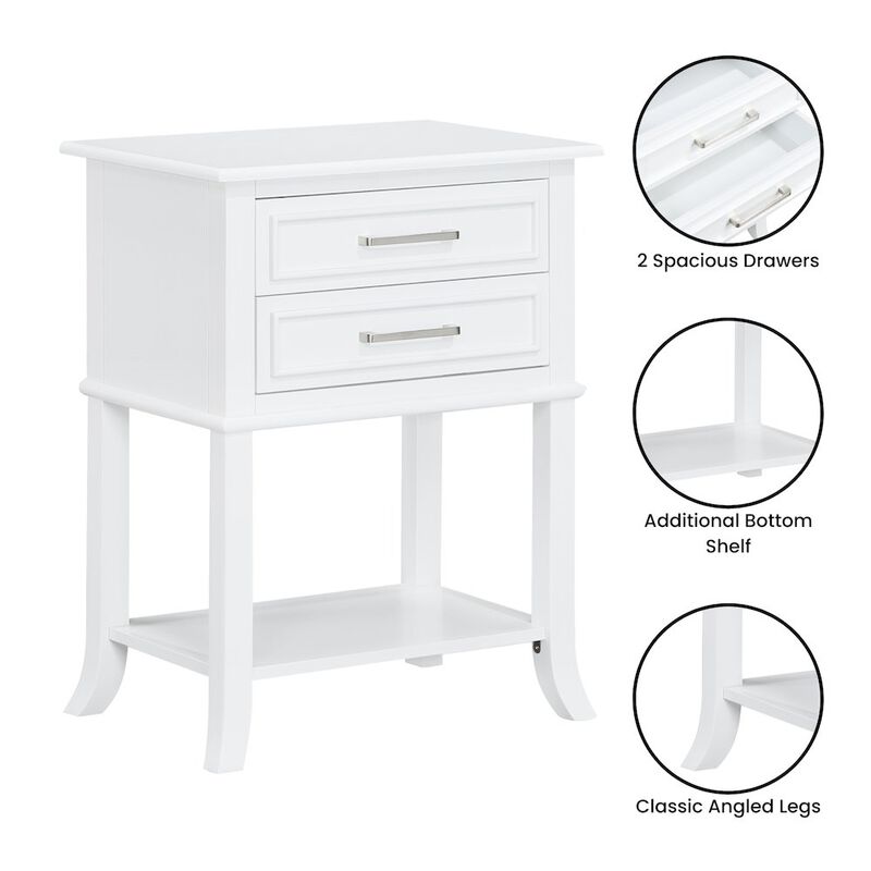 Convenience Concepts Sydney 2 Drawer End Table with Shelf