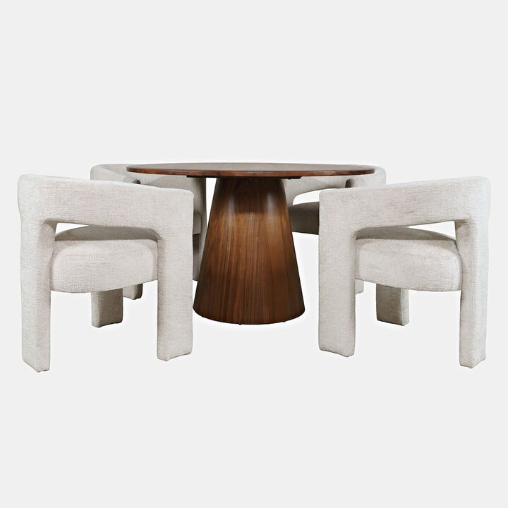 Jofran Gwen Luxury Mid-Century Modern Five Piece Dining Set with Upholstered Chairs
