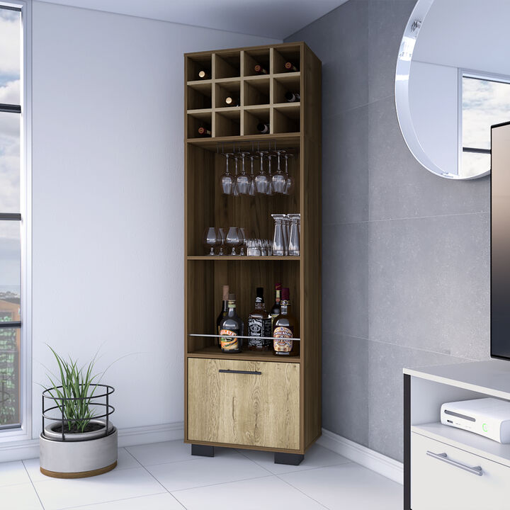 Jackson 12-Bottle 2-Shelf 1-Drawer Bar Cabinet Mahogany And Macadamia