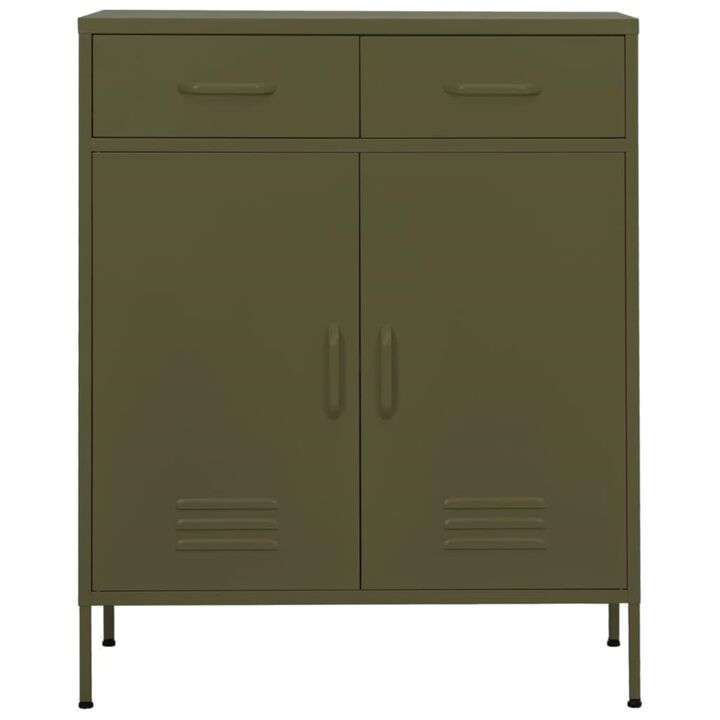 vidaXL Storage Cabinet Olive Green 31.5"x13.8"x40" Steel