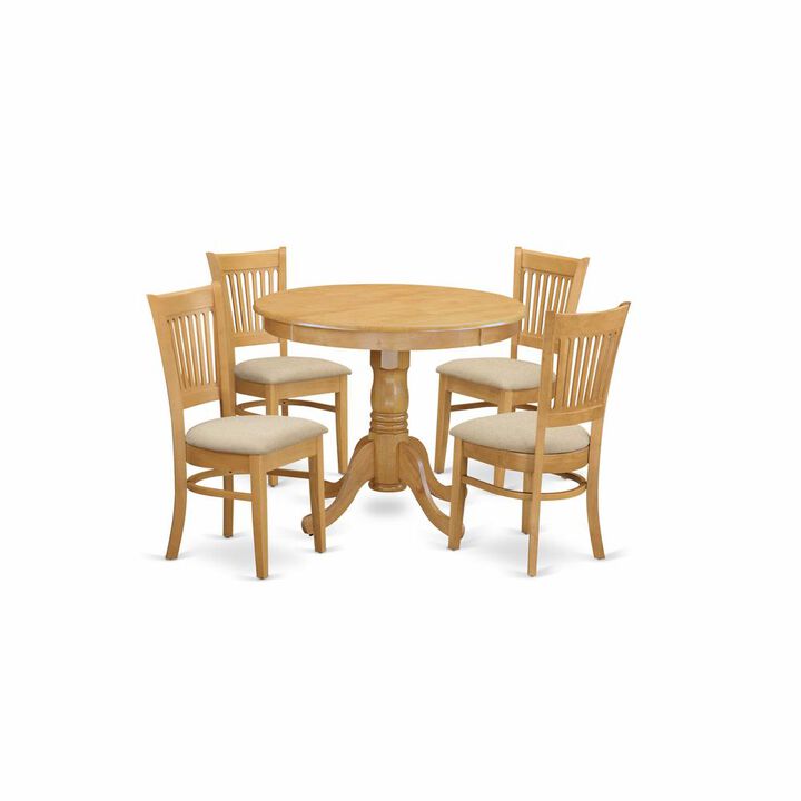 East West Furniture ANVA5-OAK-C 5 PC Dining room set - Dining Table and 4 Dining Chairs