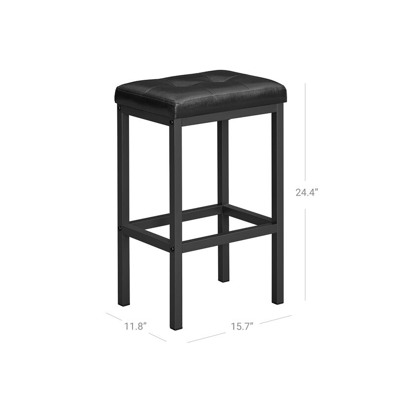 Comfortable PU Upholstered Bar Stools – Set of 2 for Breakfast