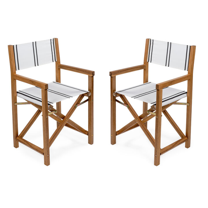 Cukor Classic Vintage Outdoor Acacia Wood Folding Director Chair with Canvas Seat