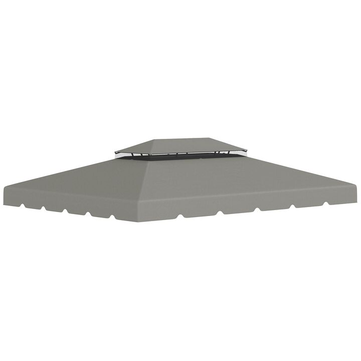 Light Gray Gazebo Cover: 12.8' x 9.5' Replacement Canopy with Double Vented Roof