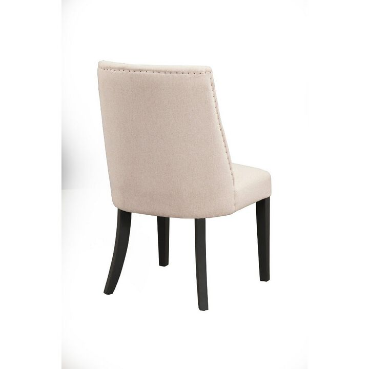 Live Edge Set of 2 Upholstered Parson Chairs, Cream/Black