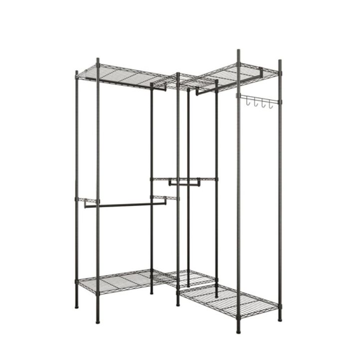 Portable Closet Organizer Garment Rack with Clothes Hangers and Home Shelf for Storage Solutions
