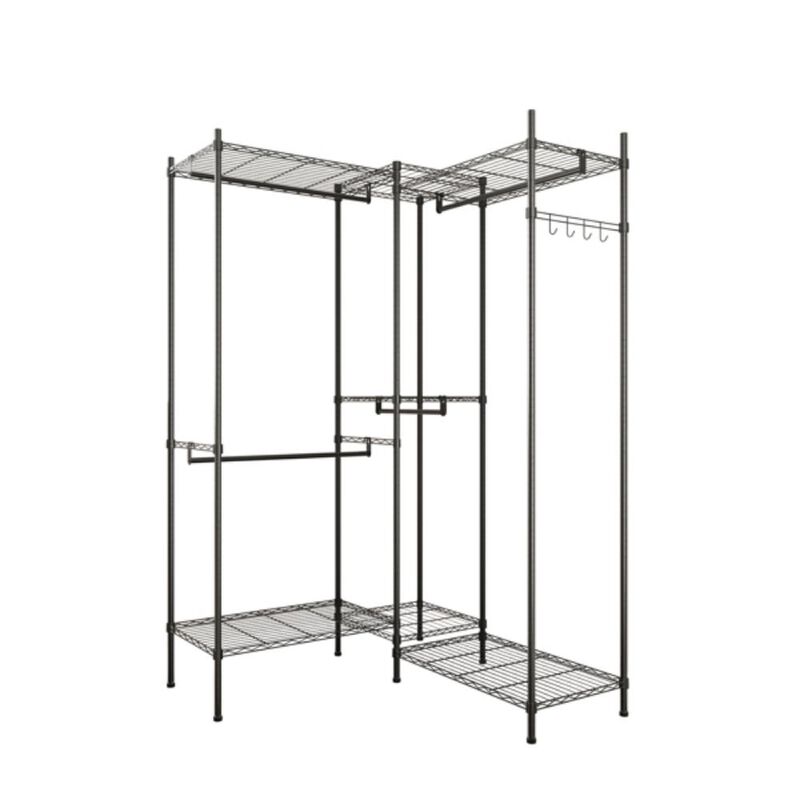 Portable Closet Organizer Garment Rack with Clothes Hangers and Home Shelf for Storage Solutions