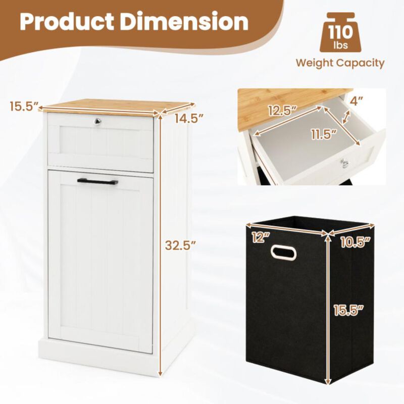 Hivvago Freestanding Tilt Out Laundry Cabinet with Basket-White