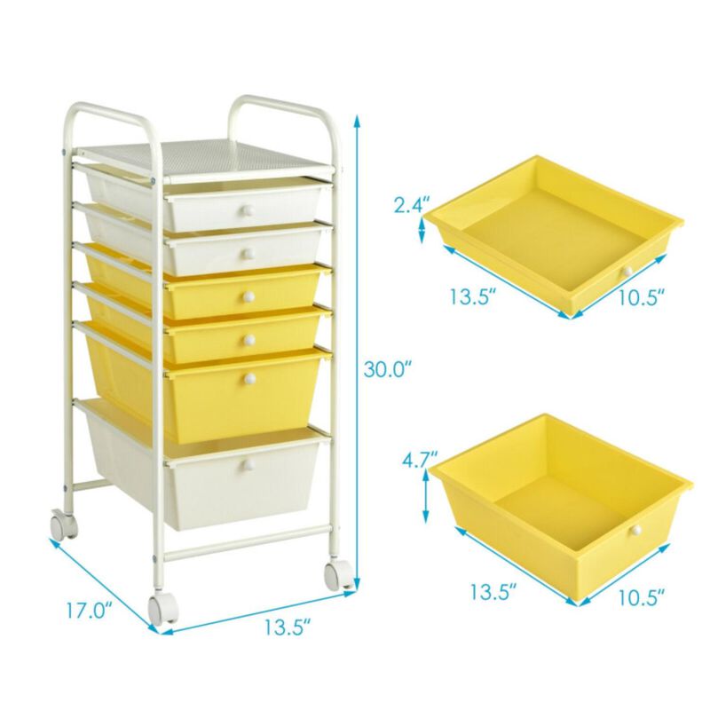 Hivvago 6 Drawers Rolling Storage Cart Organizer