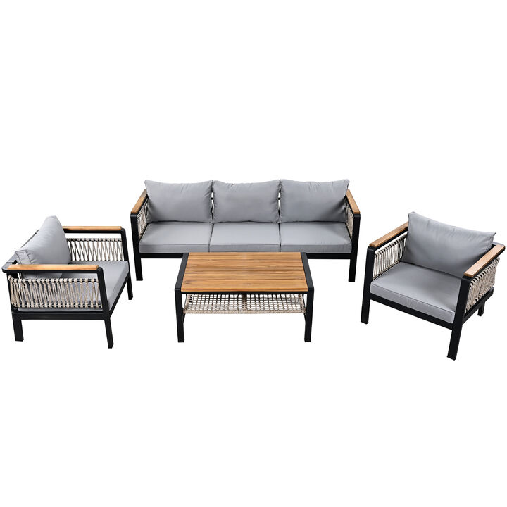 Merax 4 Pieces Outdoor Sectional Sofa Cnversation Set