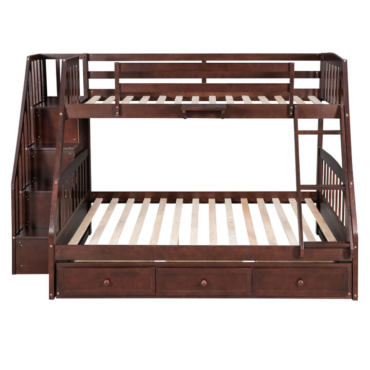 Merax Twin-Over-Full Bunk Bed with Drawers