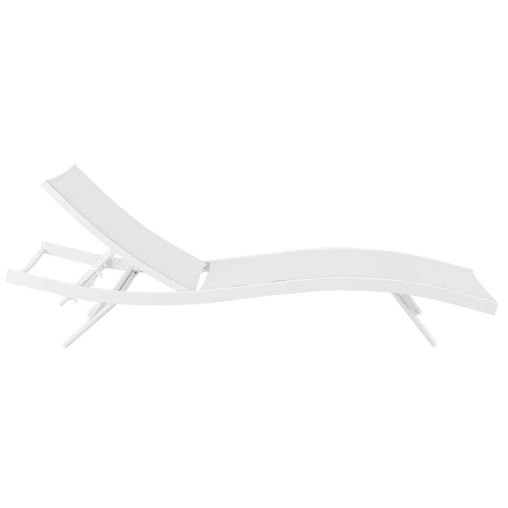 Glimpse Outdoor Patio Mesh Chaise Lounge Chair - White White