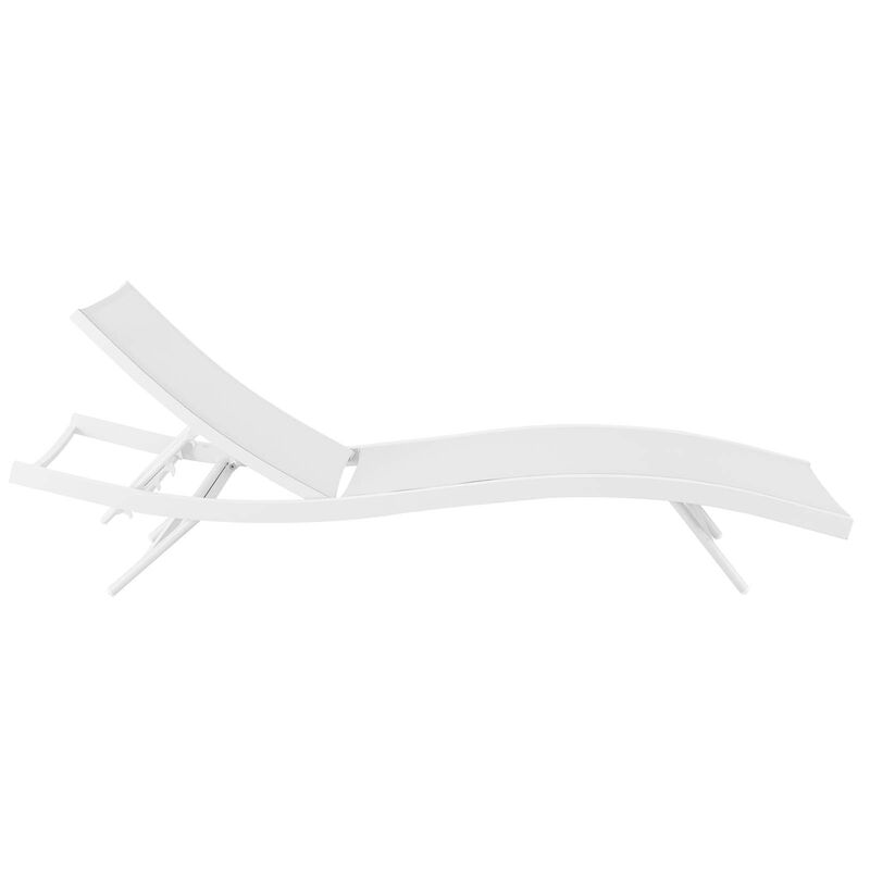 Glimpse Outdoor Patio Mesh Chaise Lounge Chair - White White