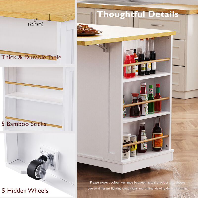 Merax Farmhouse Kitchen Island with Drop Leaf