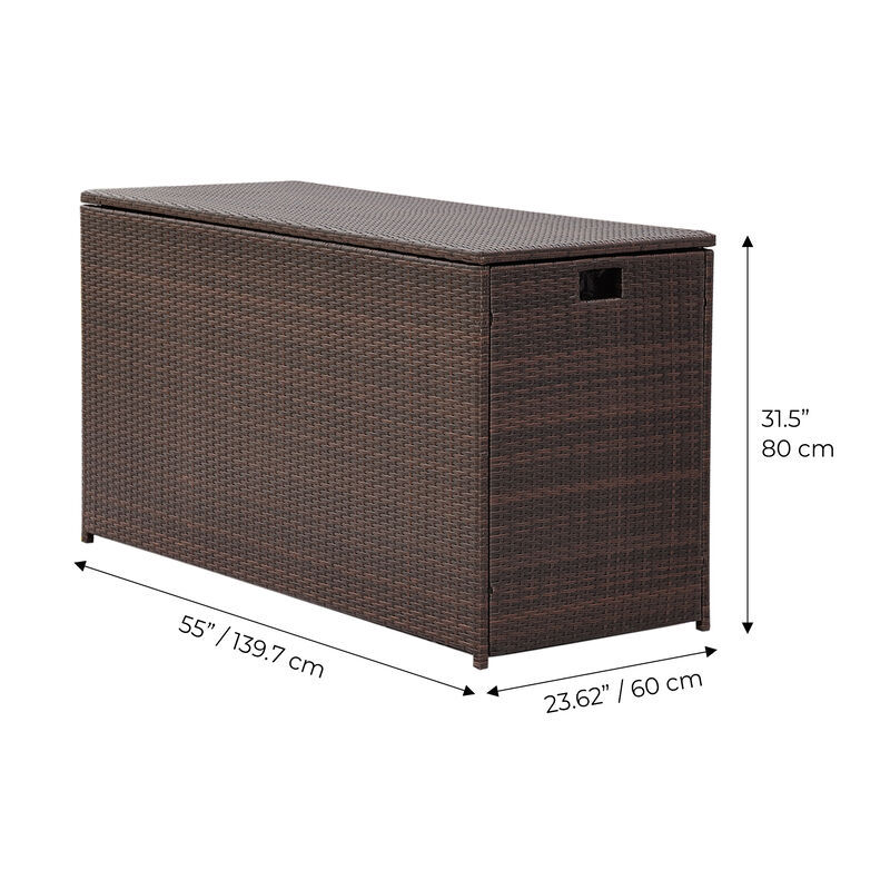 Teamson Home Wicker 154 Gallon Patio Storage Chest, Brown
