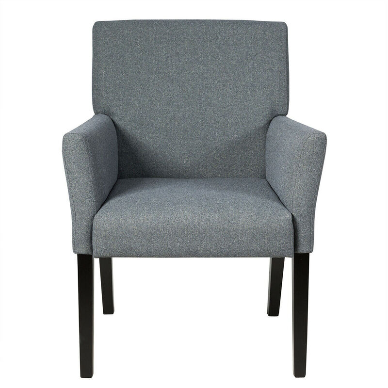 Costway Set of 2 Arm Chair Guest Chair Home Office w/ Wooden Legs Gray