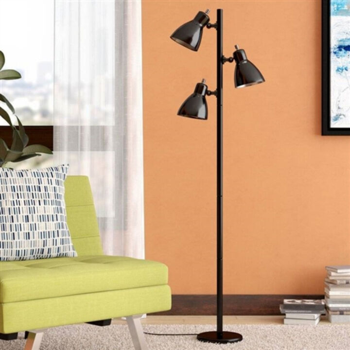 Rustic Industrial 3-Light Floor Lamp – Tree-Style Spotlight Design for Cozy Spaces