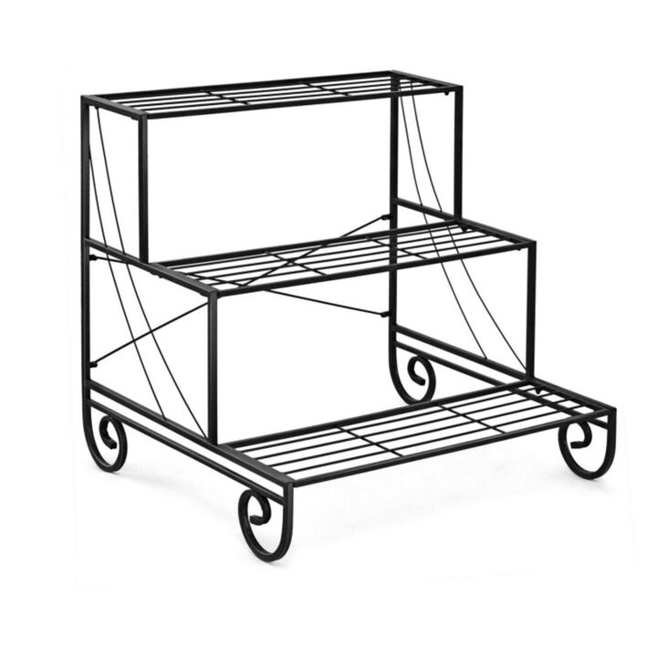 Hivvago 3 Tier Outdoor Metal Garden Planter Holder Shelf