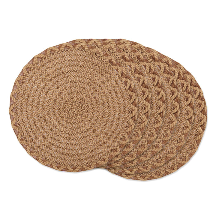 Set of 6 Brown Decorative Woven Round Placemats  15"