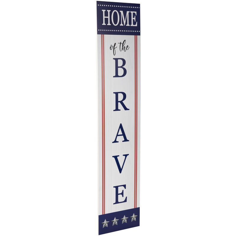 36" Home of the Brave Patriotic Wooden Porch Board Sign Decoration
