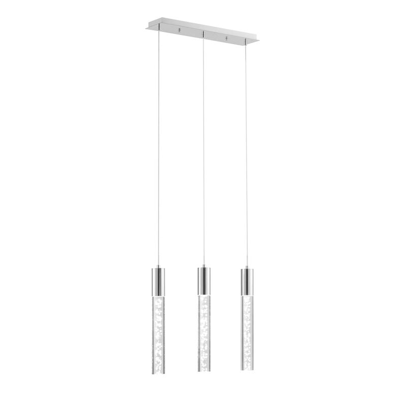 Sparkling Night Chandelier Chrome Metal and Acrylic 3 LED Light Dimmable
