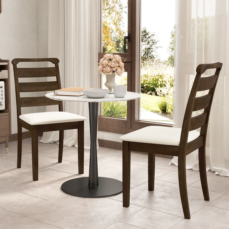 Polyester Upholstered Wooden Dining Chair Set of 2