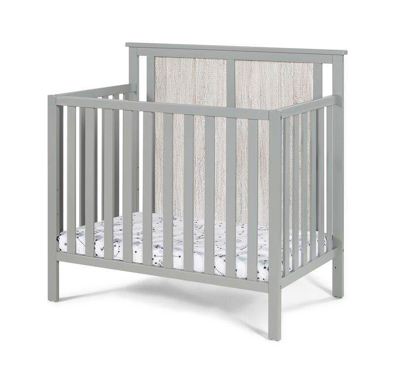 Suite Bebe Connelly Mini Crib Gray/Rockport Gray With Mattress Pad